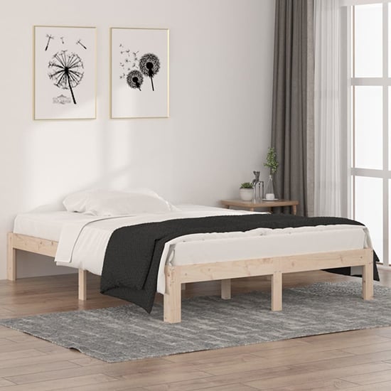 Eliada Solid Pinewood Double Bed In Natural
