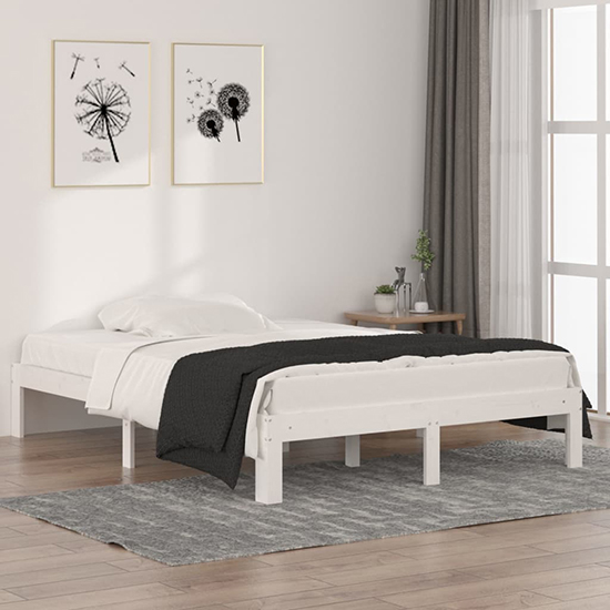 Eliada Solid Pinewood Double Bed In White_1
