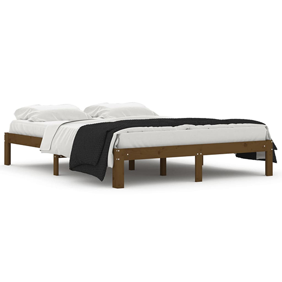 Eliada Solid Pinewood King Size Bed In Honey Brown_2