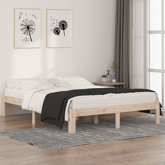 Eliada Solid Pinewood King Size Bed In Natural