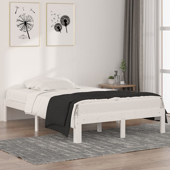 Eliada Solid Pinewood Small Double Bed In White
