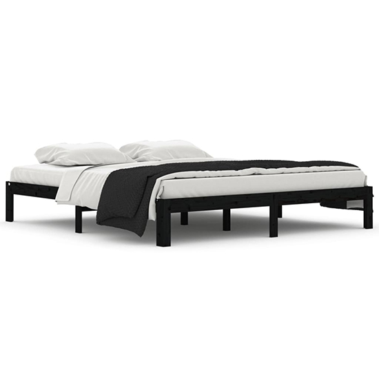 Eliada Solid Pinewood Super King Size Bed In Black_2