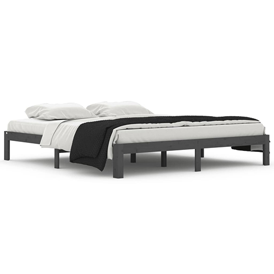 Eliada Solid Pinewood Super King Size Bed In Grey_2