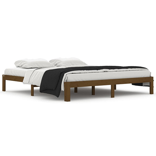 Eliada Solid Pinewood Super King Size Bed In Honey Brown_2