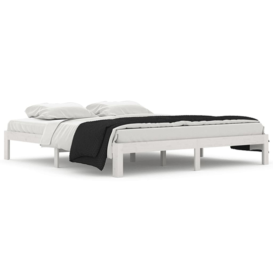 Eliada Solid Pinewood Super King Size Bed In White