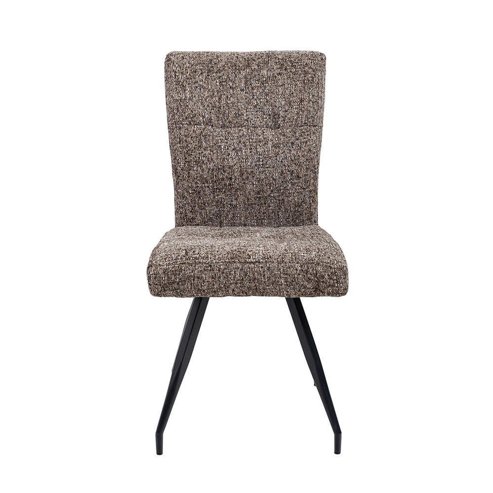 Eliana Sable Natural Fabric Dining Chairs with Black Metal Legs in Pair