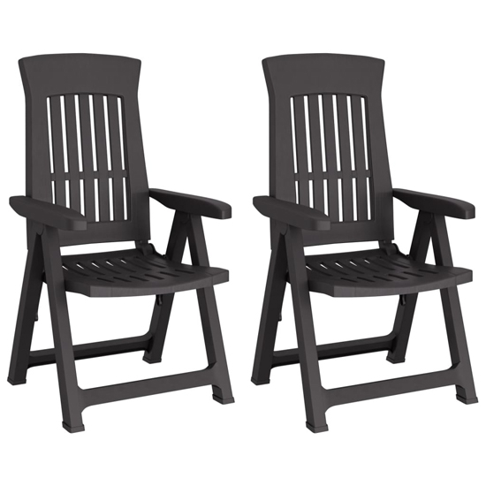 Elias Anthracite Polypropylene Garden Reclining Chairs In Pair