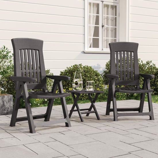 Product photograph of Elias Anthracite Polypropylene Garden Reclining Chairs In Pair from Furniture in Fashion
