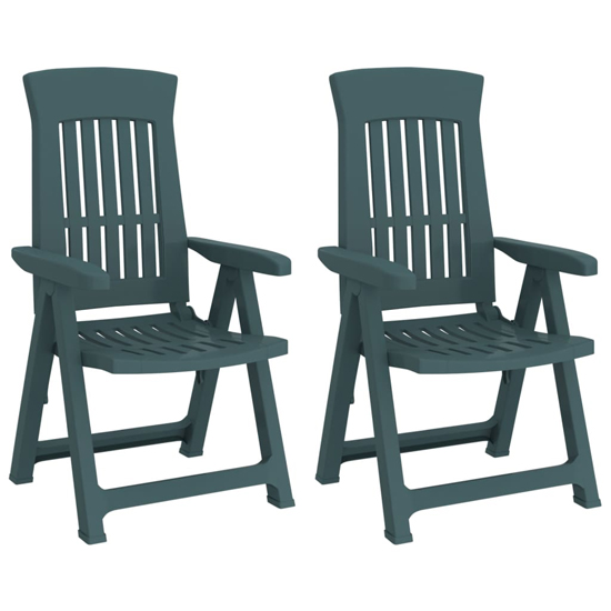 Elias Green Polypropylene Garden Reclining Chairs In Pair