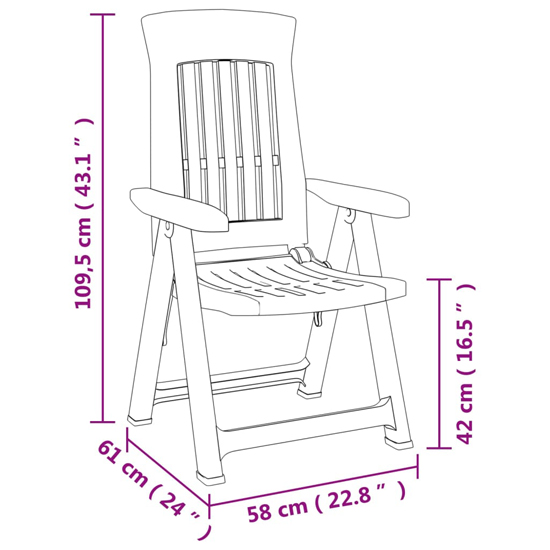 Elias Green Polypropylene Garden Reclining Chairs In Pair