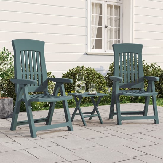 Elias Green Polypropylene Garden Reclining Chairs In Pair