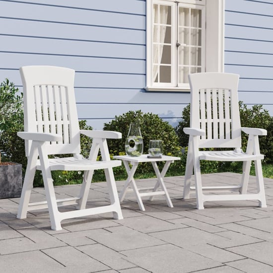 Product photograph of Elias White Polypropylene Garden Reclining Chairs In Pair from Furniture in Fashion