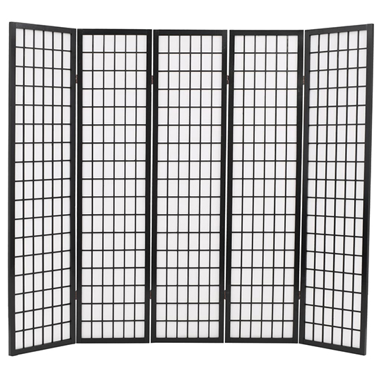 Elif Folding 5 Panels 200cm x 170cm Room Divider In Black_2