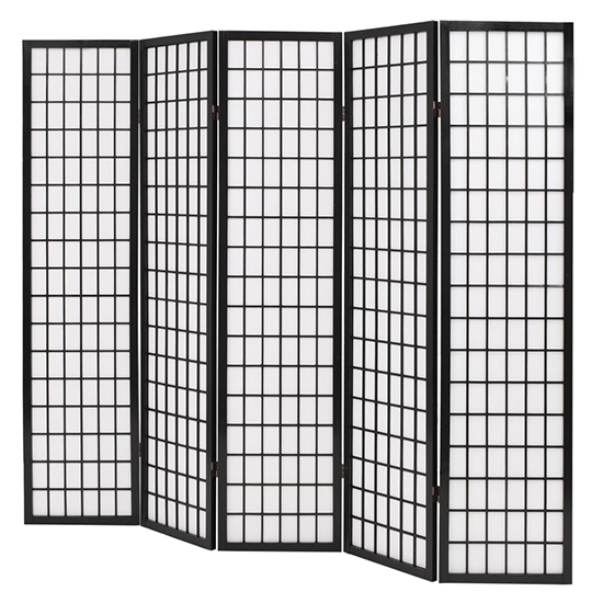 Elif Folding 5 Panels 200cm x 170cm Room Divider In Black_3