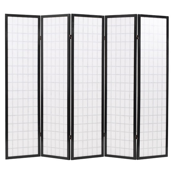 Elif Folding 5 Panels 200cm x 170cm Room Divider In Black_4