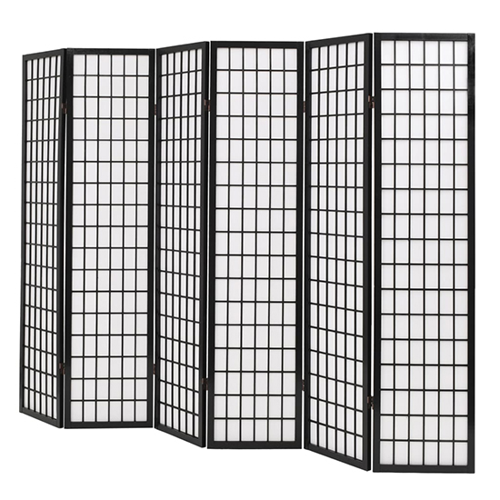 Elif Folding 6 Panels 240cm x 170cm Room Divider In Black_3