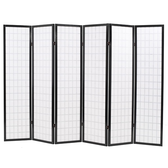 Elif Folding 6 Panels 240cm x 170cm Room Divider In Black_4