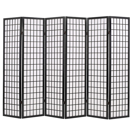 Elif Folding 6 Panels 240cm x 170cm Room Divider In Black Furniture