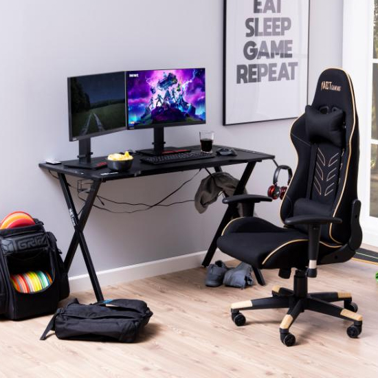Read more about Elijone gaming computer desk in black carbon effect