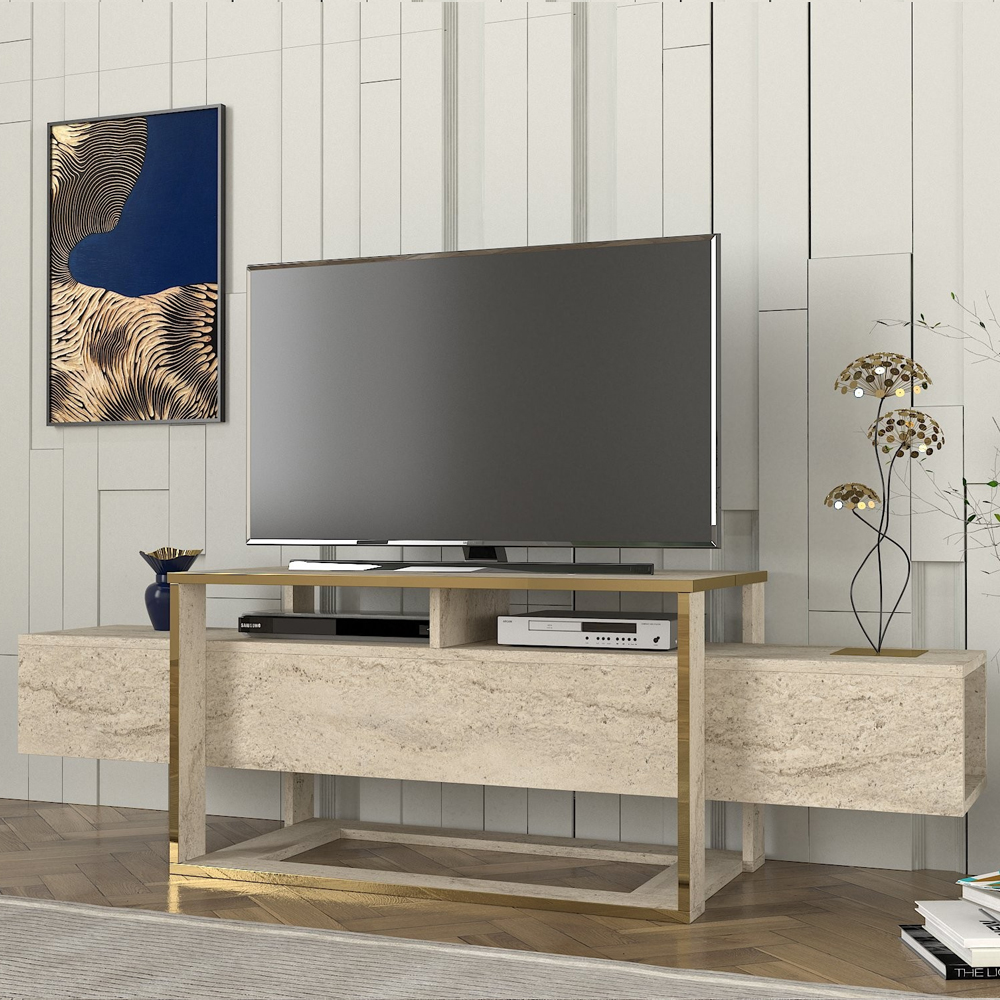 Elinda Wooden TV Stand In Travertine