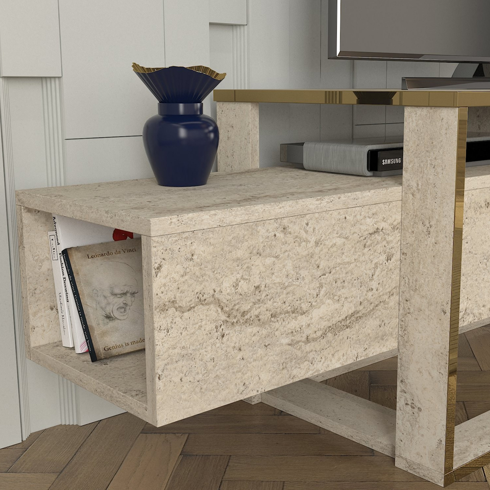 Elinda Wooden TV Stand In Travertine