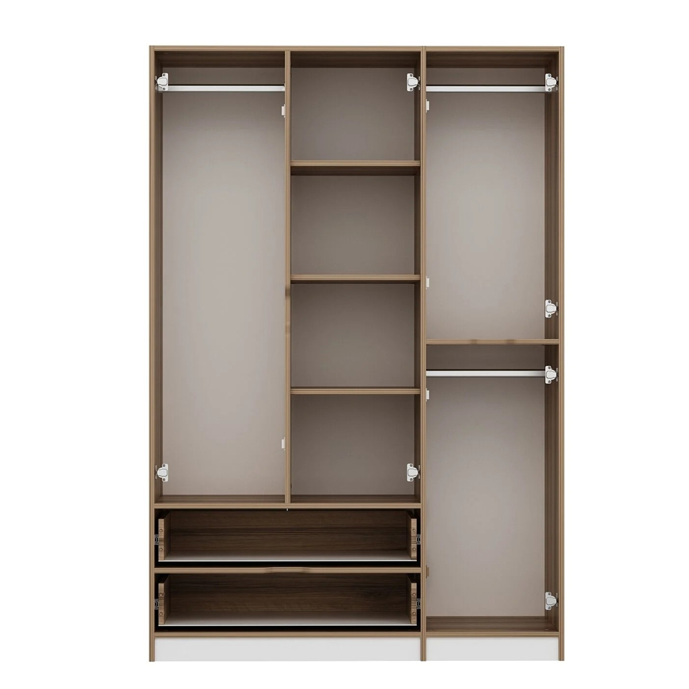 Elina Wooden Wardrobe with 4 Doors in White and Oak