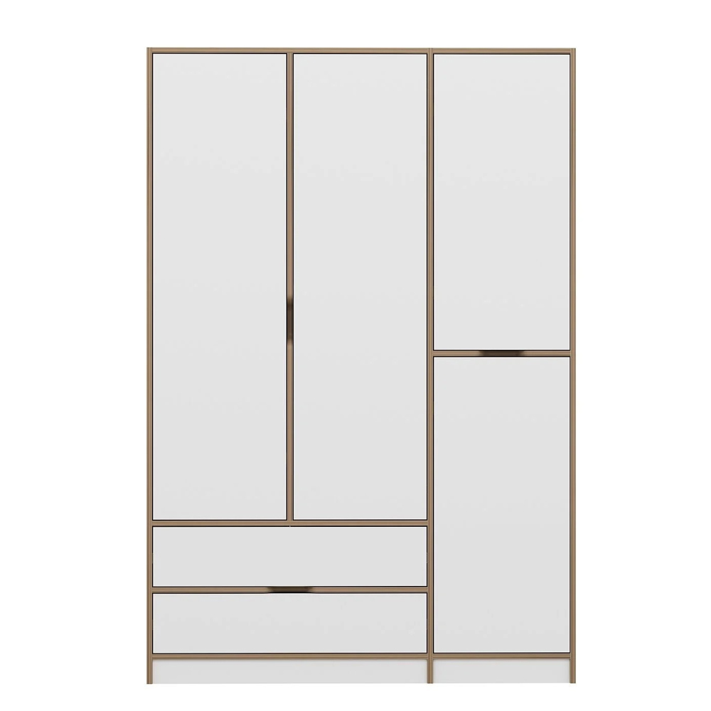 Elina Wooden Wardrobe with 4 Doors in White and Oak