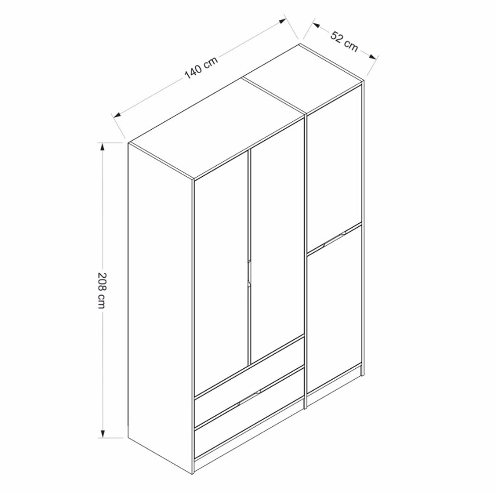 Elina Wooden Wardrobe with 4 Doors in White and Oak