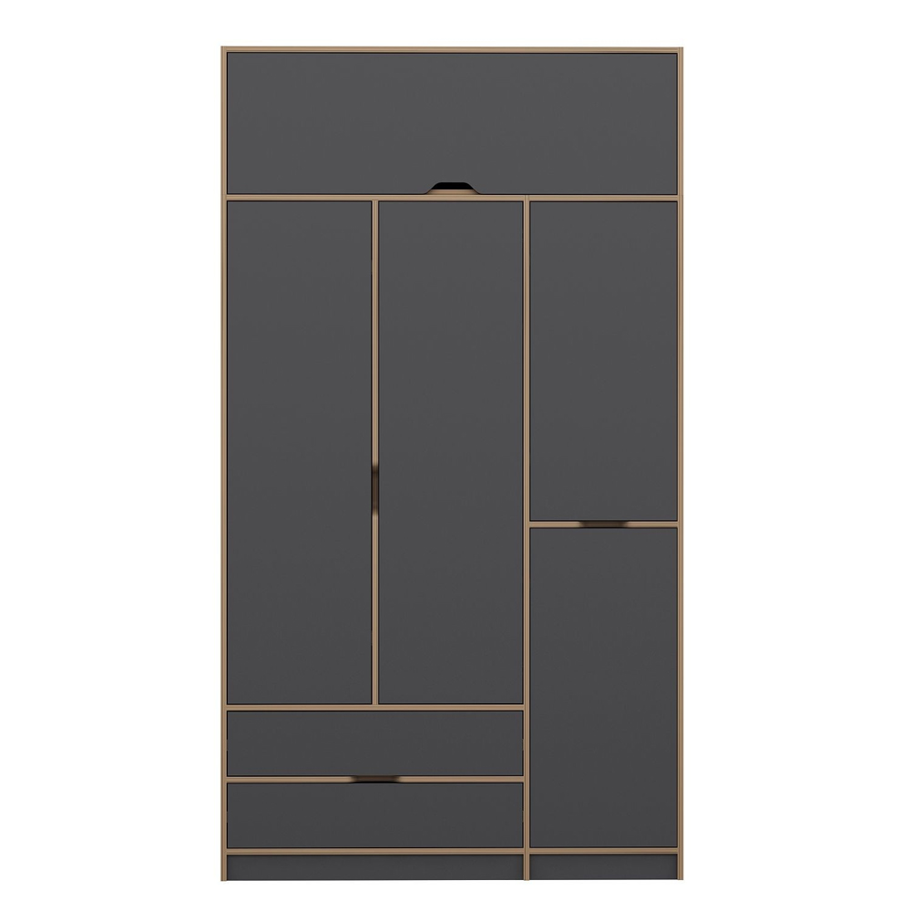 Elina Wooden Wardrobe with 5 Doors in Anthracite and Oak