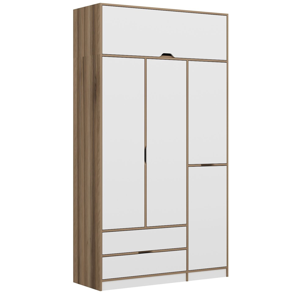 Elina Wooden Wardrobe with 5 Doors in White and Oak