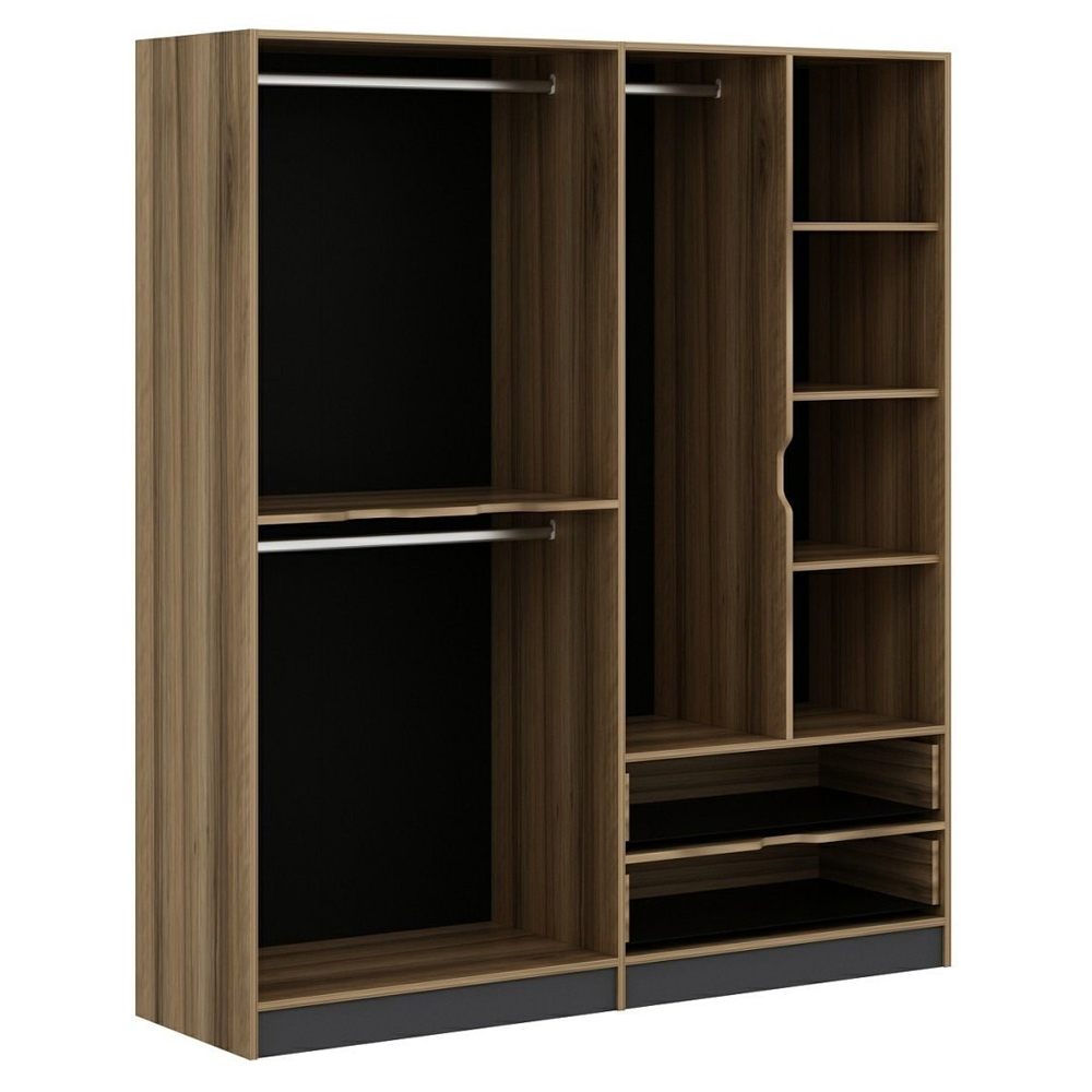 Elina Wooden Wardrobe with 6 Doors in Anthracite and Oak