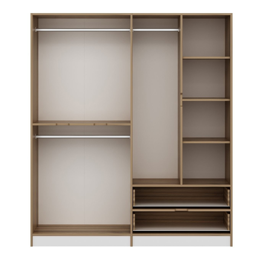 Elina Wooden Wardrobe with 6 Doors in White and Oak