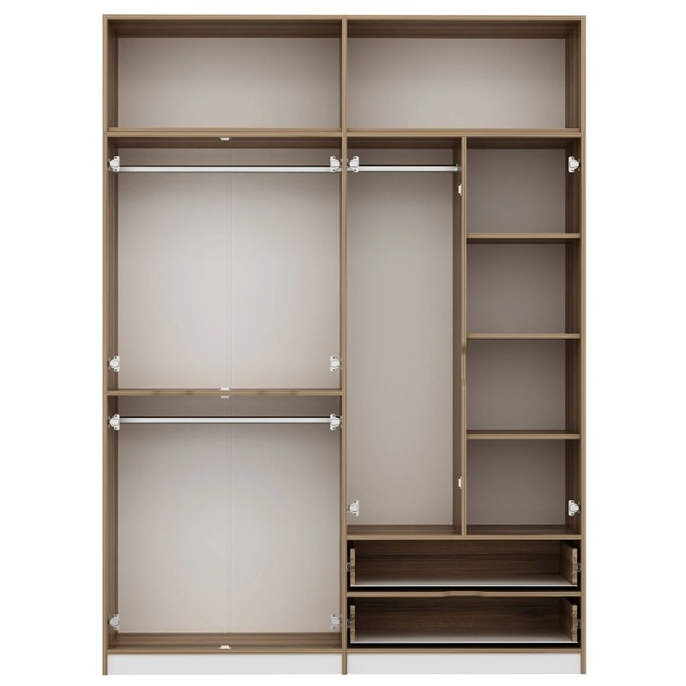 Elina Wooden Wardrobe with 6 Doors 2 Drawers in White and Oak