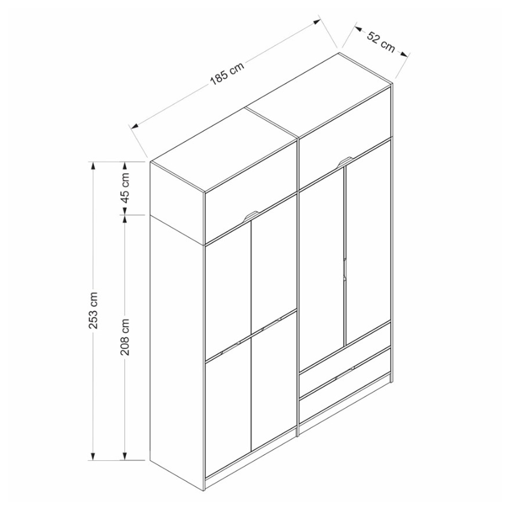 Elina Wooden Wardrobe with 6 Doors 2 Drawers in White and Oak