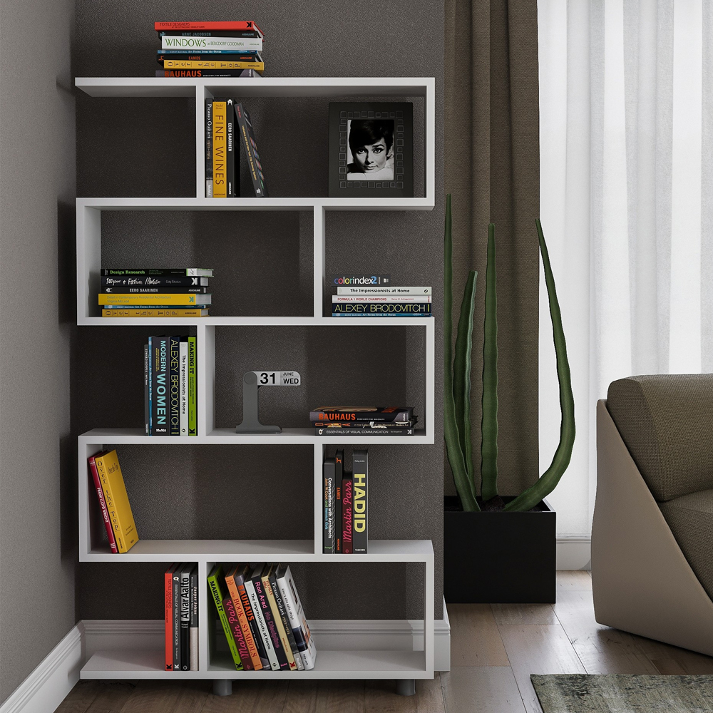 Elira Wooden Bookcase With 11 Shelves In White