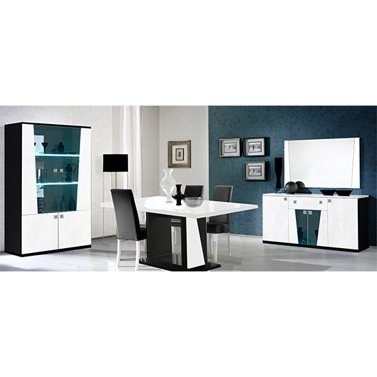 Elisa Gloss Sideboard In Black And White With 4 Doors 1 Drawer_2
