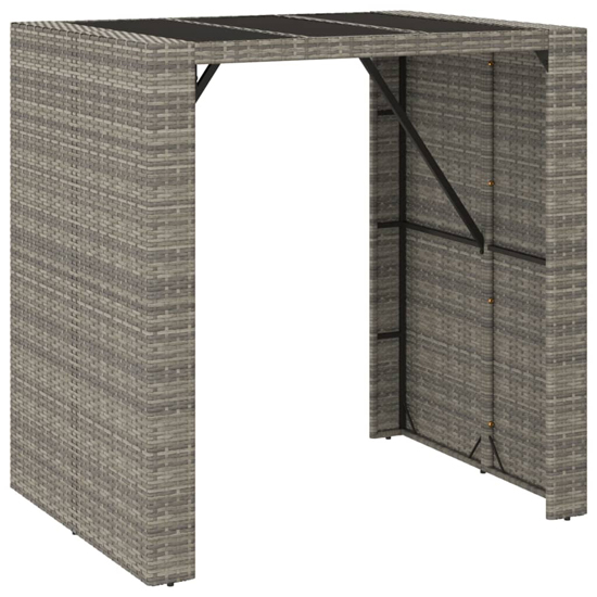Elita Solid Wood 5 Piece Garden Bar Set In Grey Poly Rattan