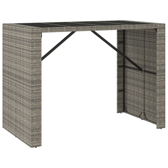 Elita Solid Wood 7 Piece Garden Bar Set In Grey Poly Rattan
