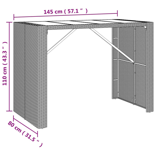 Elita Solid Wood 7 Piece Garden Bar Set In Grey Poly Rattan