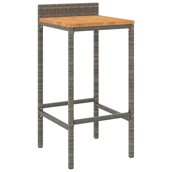 Elita Solid Wood 9 Piece Garden Bar Set In Grey Poly Rattan