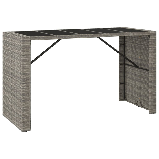 Elita Solid Wood 9 Piece Garden Bar Set In Grey Poly Rattan