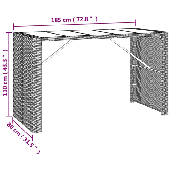Elita Solid Wood 9 Piece Garden Bar Set In Grey Poly Rattan