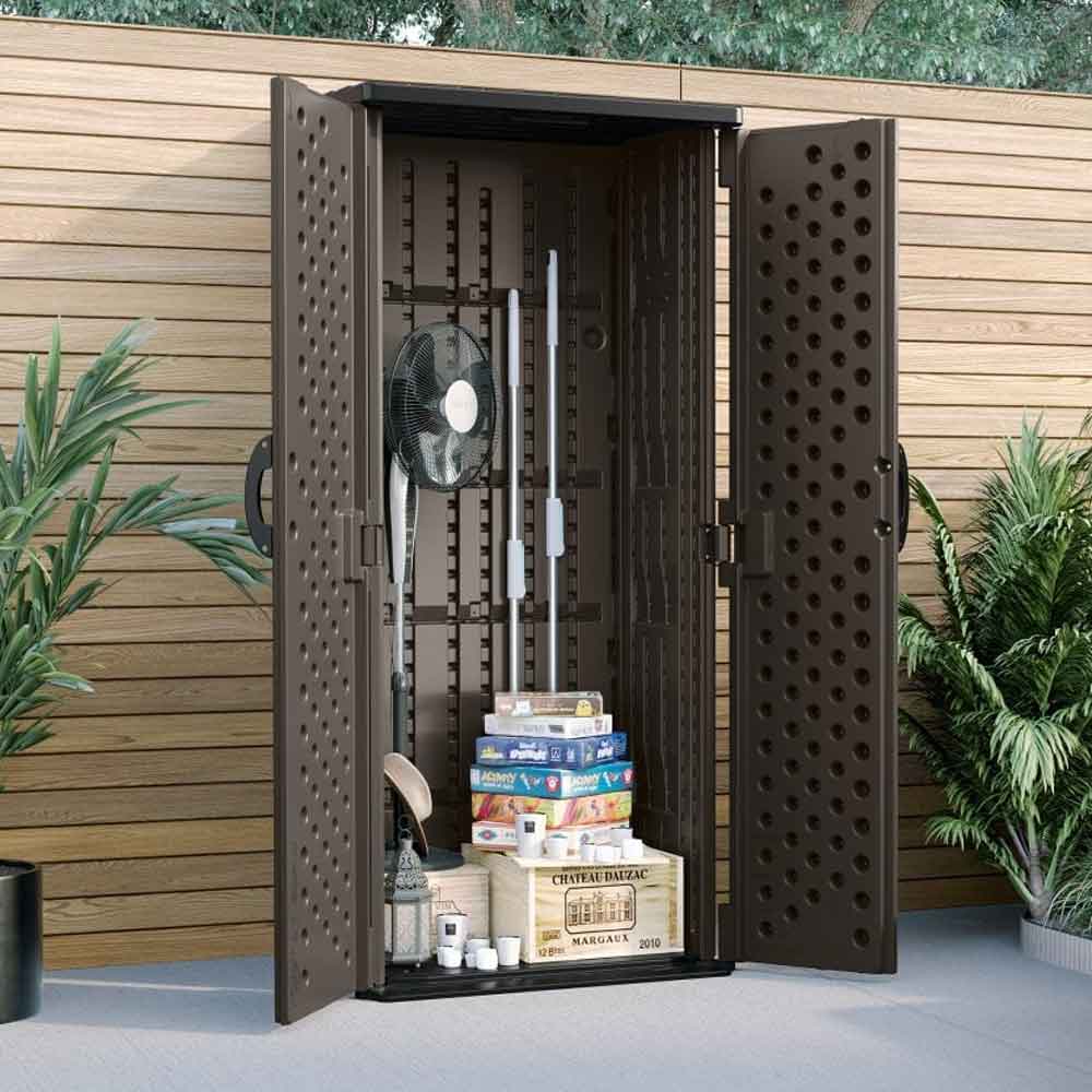 Elite Reinforced Resin Garden Storage Cabinet in Stone Grey