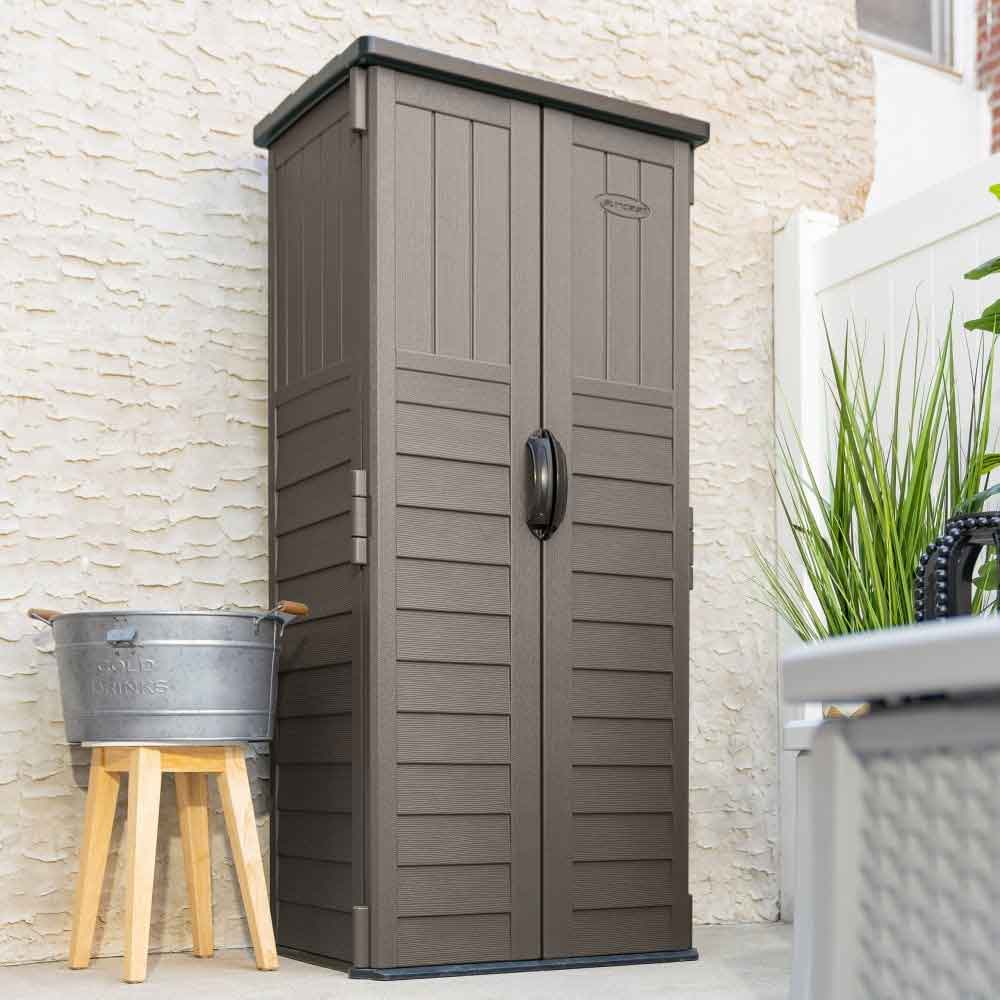 Elite Reinforced Resin Garden Storage Cabinet in Stone Grey