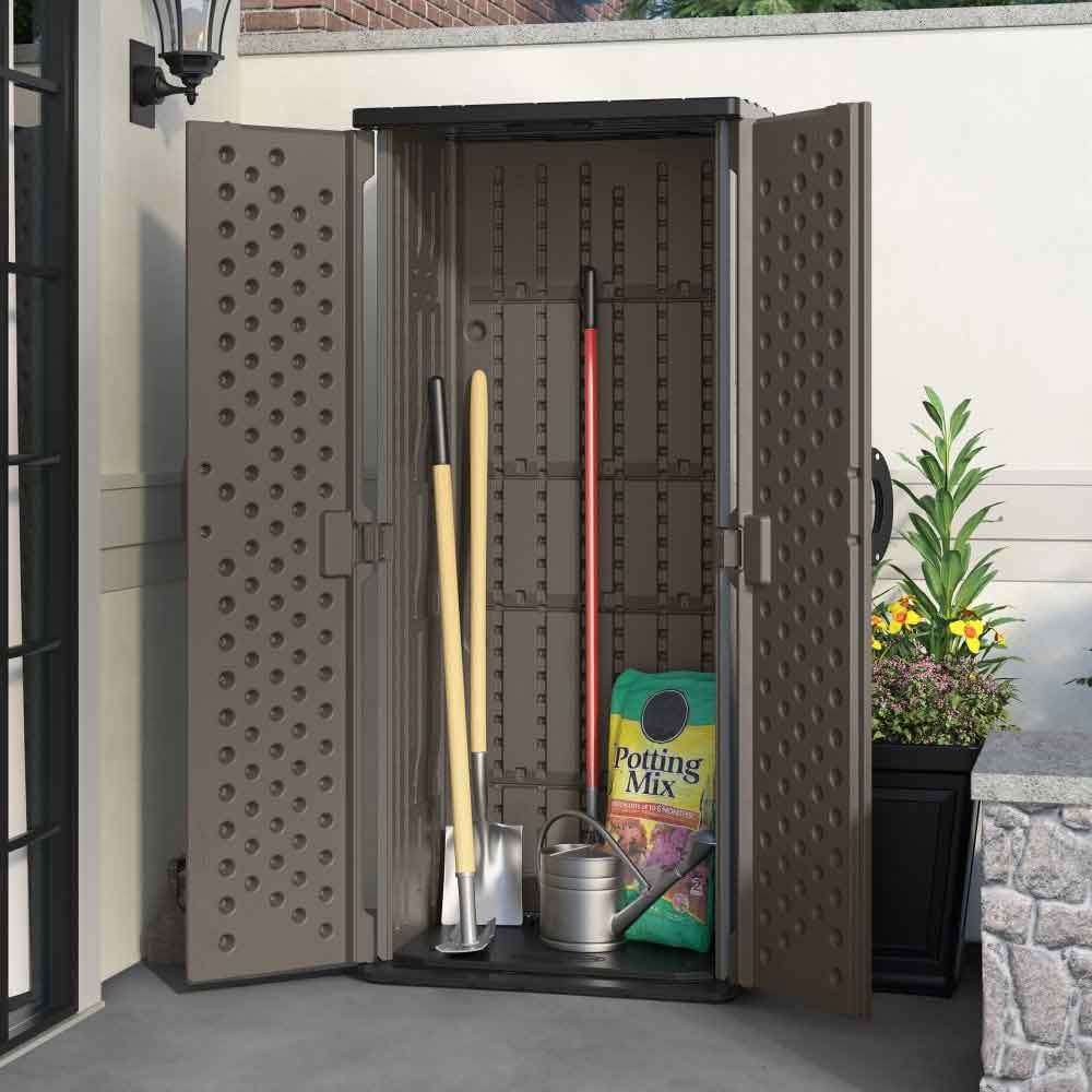 Elite Reinforced Resin Garden Storage Cabinet in Stone Grey