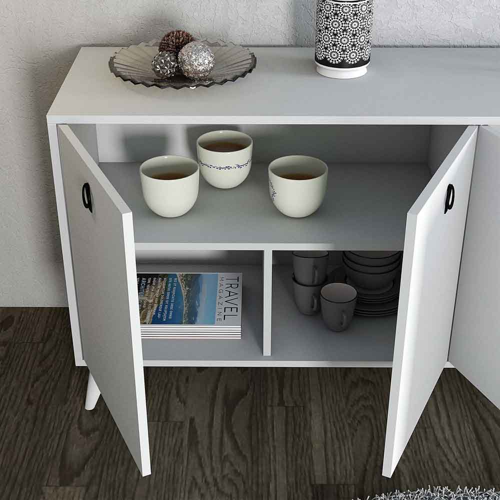 Elite Wooden Sideboard with 4 Doors in White