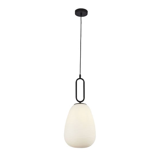 Photo of Elixir ribbed glass pendant light in black and white