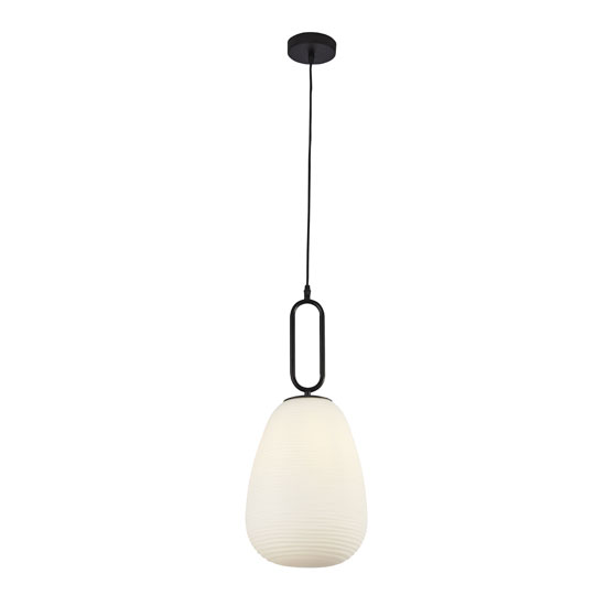 Elixir Ribbed Glass Pendant Light In Black And White