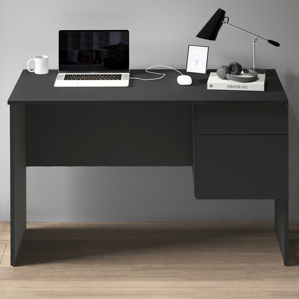 Elizabethton Wooden Laptop Desk With 1 Door 1 Drawer In Anthracite