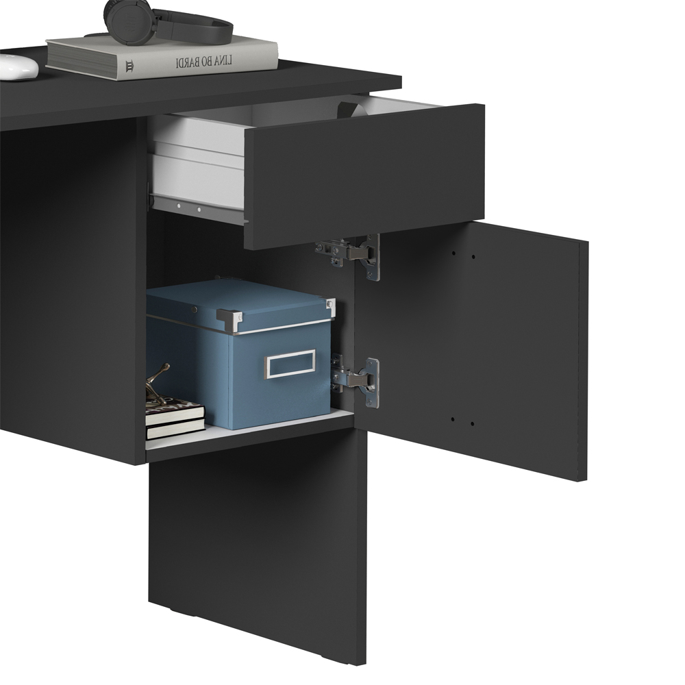 Elizabethton Wooden Laptop Desk With 1 Door 1 Drawer In Anthracite